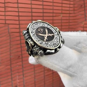 Özel tasarım nakkas Gümüş El işçiliği ile Gümüş Yüzük