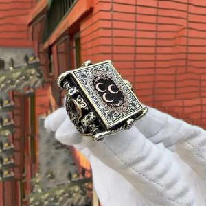 Bozkurt logolu Gümüş işlemeli yüzük